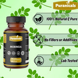 Rutina diaria con Puranicals Moringa Premium, suplemento herbal sin gluten.