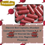 Puranicals Beet Premium cápsulas de color natural para consumo diario.
