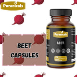 Puranicals Beet Premium cápsulas dentro del frasco para toma fácil.