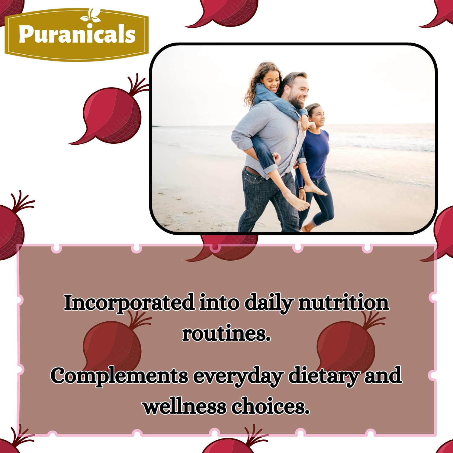 Puranicals Beet Premium dos cápsulas diarias para dosis recomendada.