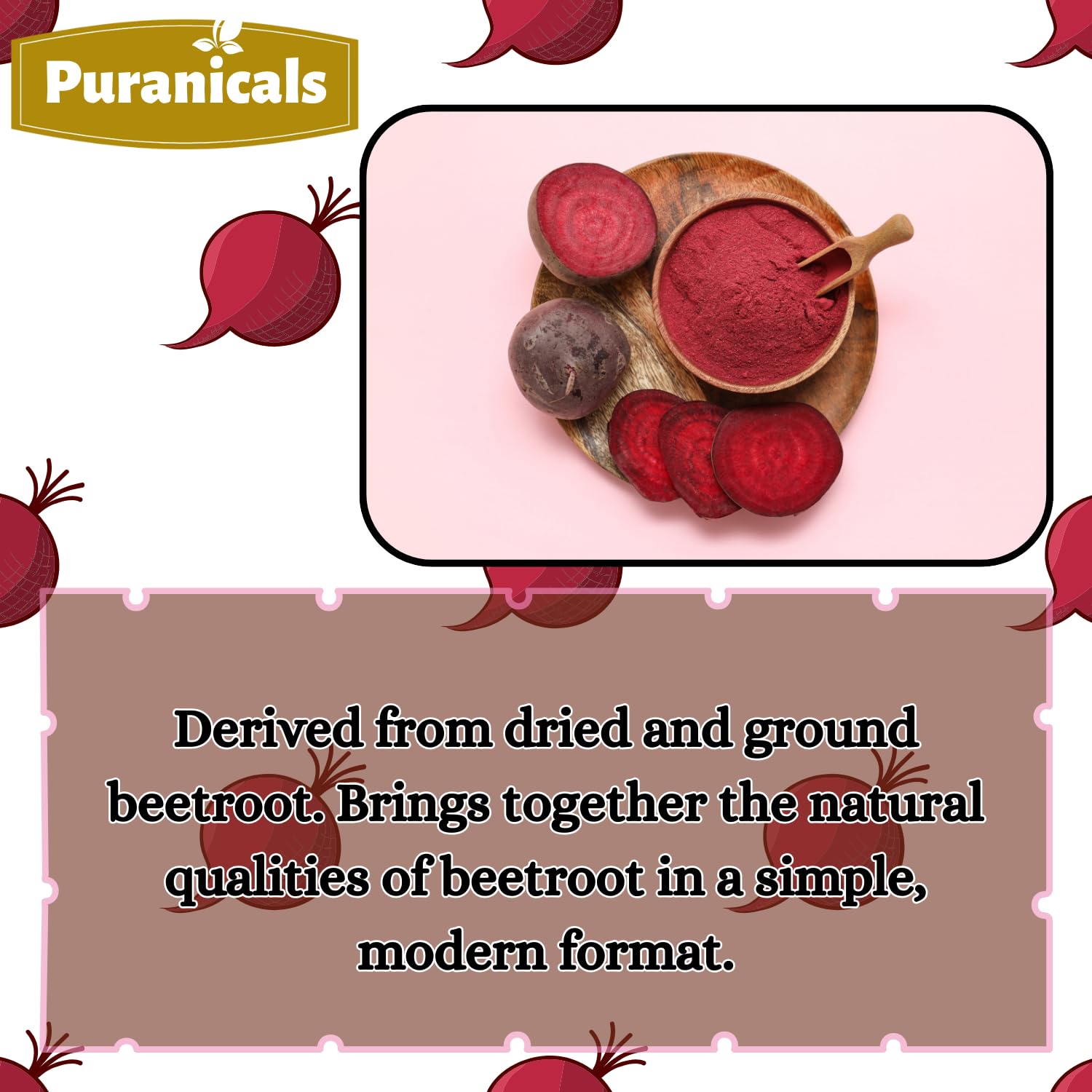 Puranicals Beet Premium etiqueta en frasco sellado para seguridad.