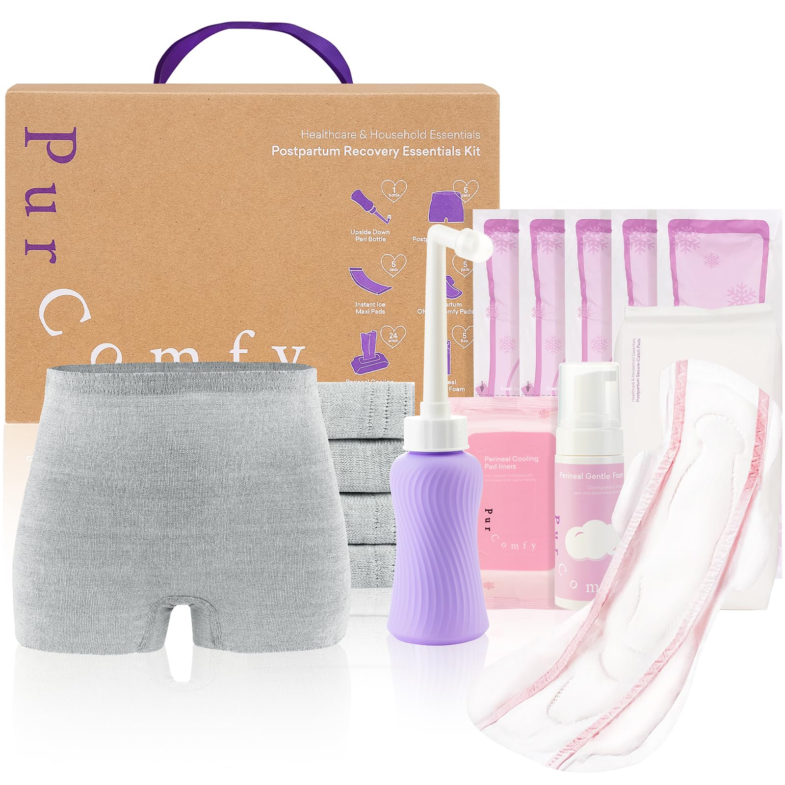 PurComfy kit postparto visto en conjunto para uso cómodo diario.