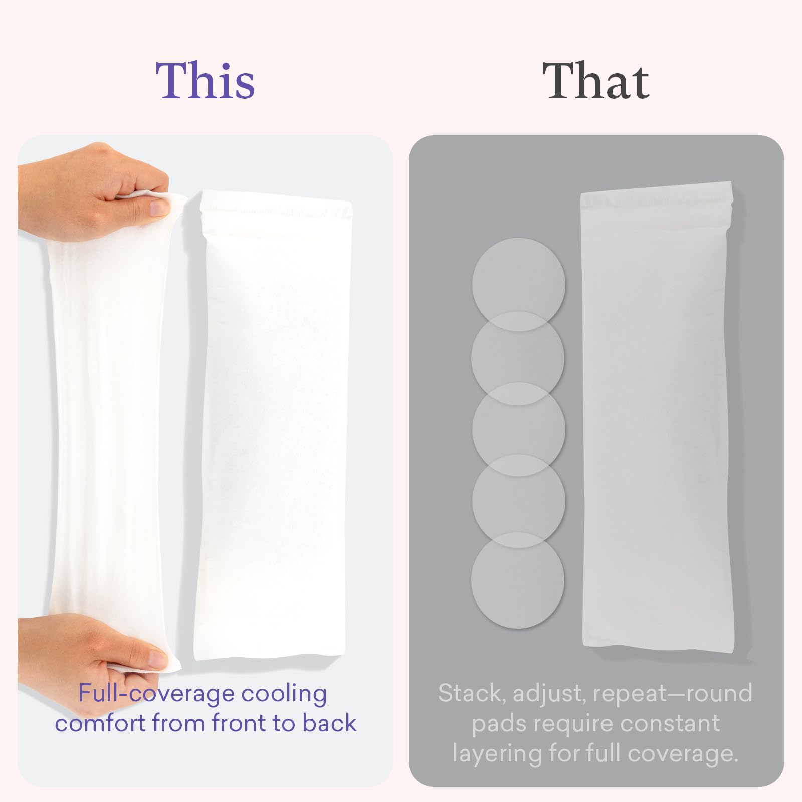 PurComfy protectores enfriantes perineales, puede refrigerarse para mayor frescura.