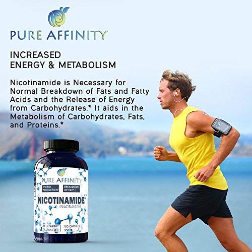 Pure Affinity Nicotinamida: cápsulas visibles para apoyo al bienestar diario.