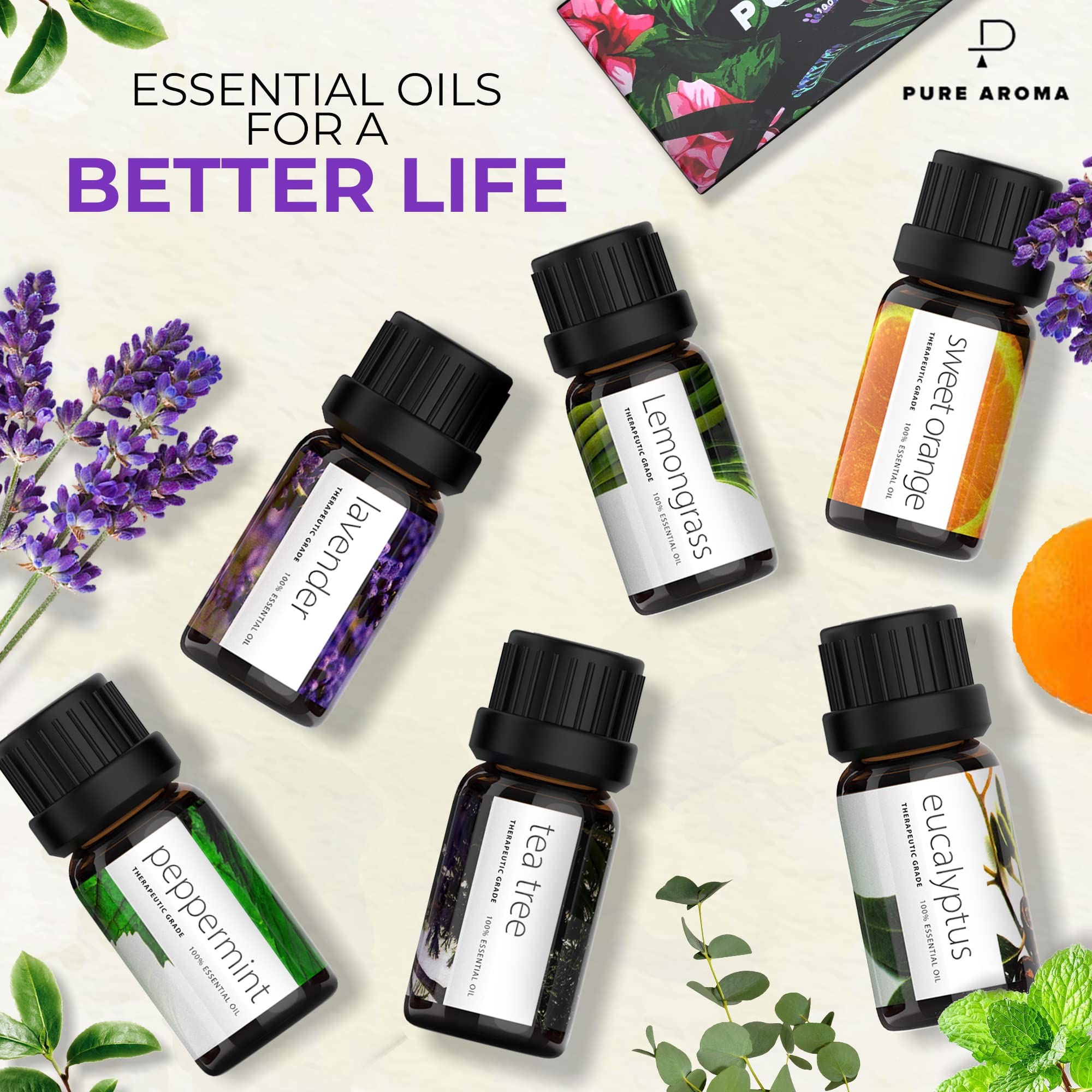 Pure Aroma: aceite esencial de lavanda en frasco, perfecto para calma nocturna