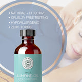 Pure Body Naturals Aceite de Almendras Dulces para cabello, ayuda a retener humedad sin sensación grasa.
