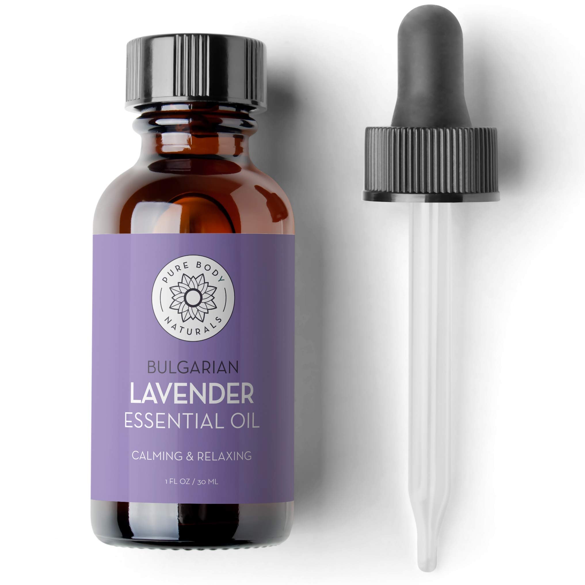 Pure Body Naturals Lavanda Bulgaria frasco 1 oz para aromaterapia y relajación.