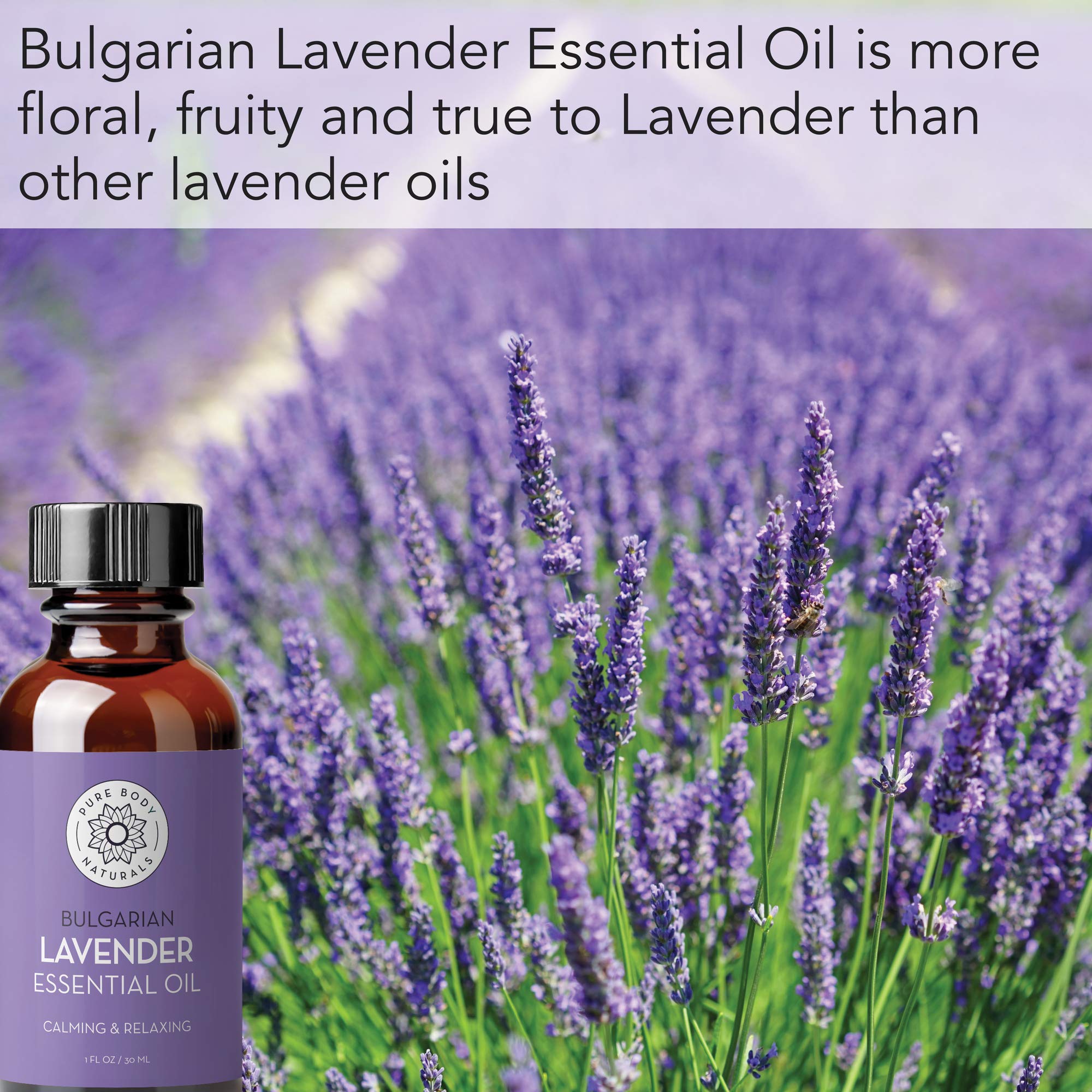 Gotero de Pure Body Naturals Lavanda Bulgaria para diluir y aplicar en la piel.