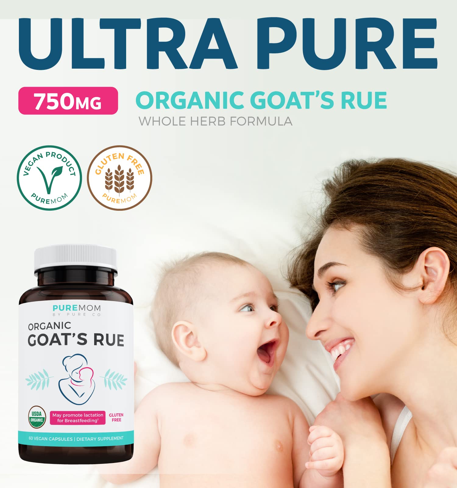 PURE CO bote cápsulas veganas, formato práctico para la lactancia
