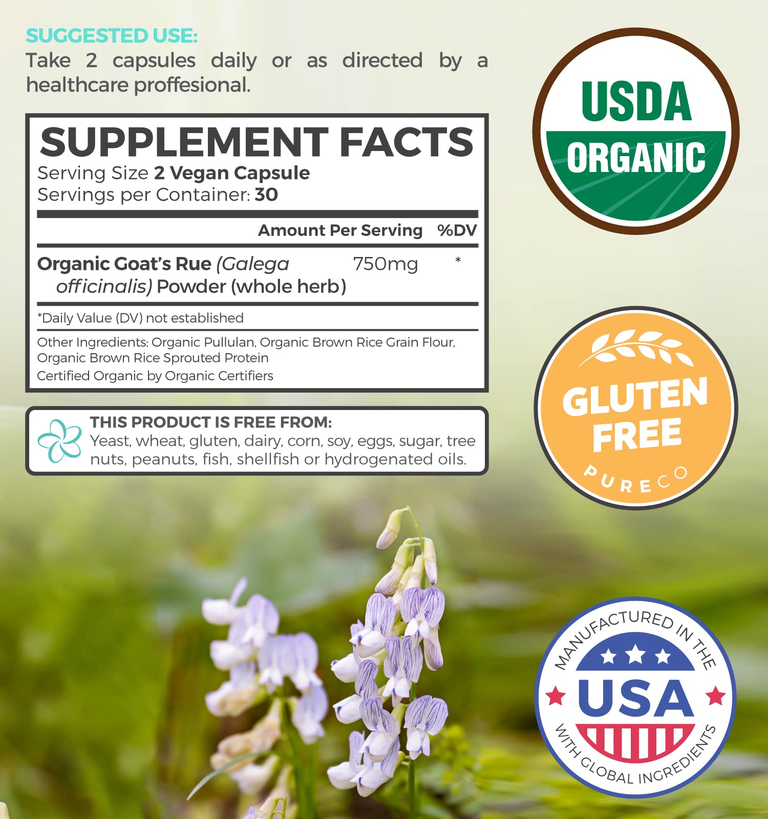 PURE CO etiqueta orgánica USDA, garantía de calidad y pureza