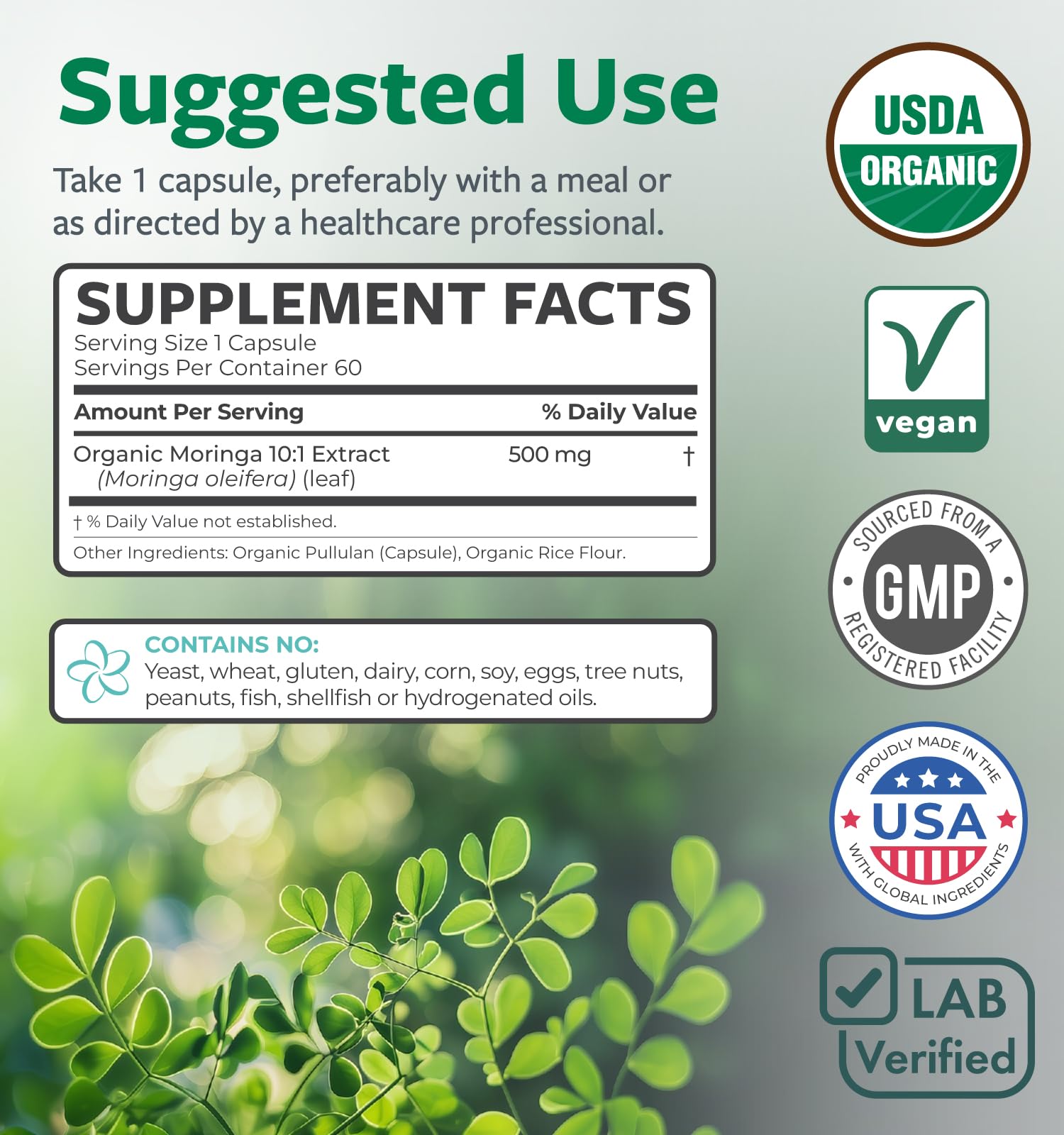 Envase compacto de Pure Co Moringa para llevar.