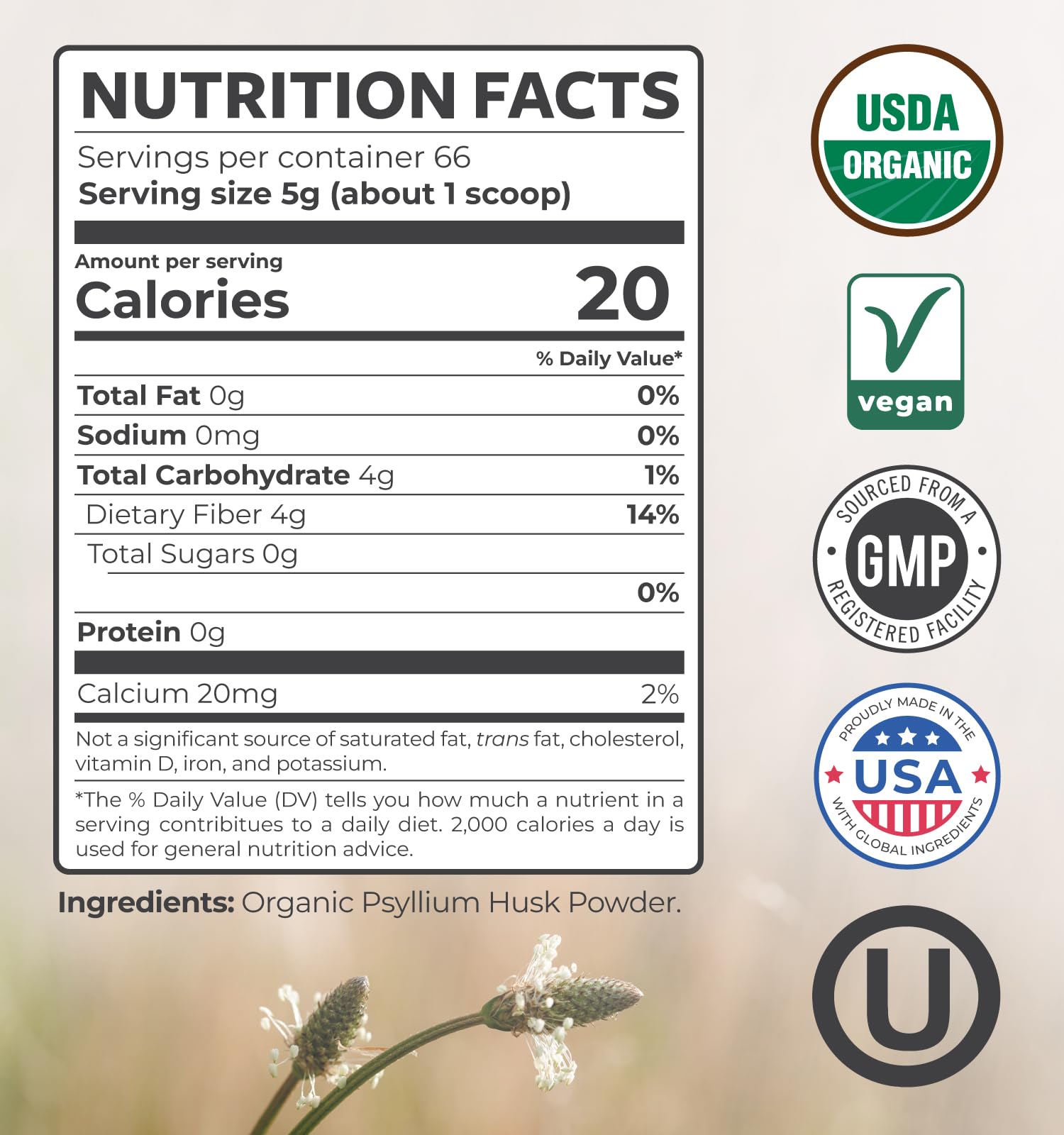 PURE CO Polvo de psyllium para horneados sin gluten con textura.