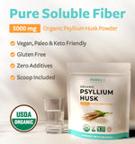 PURE CO Polvo de psyllium finamente molido, textura suave para hornear.