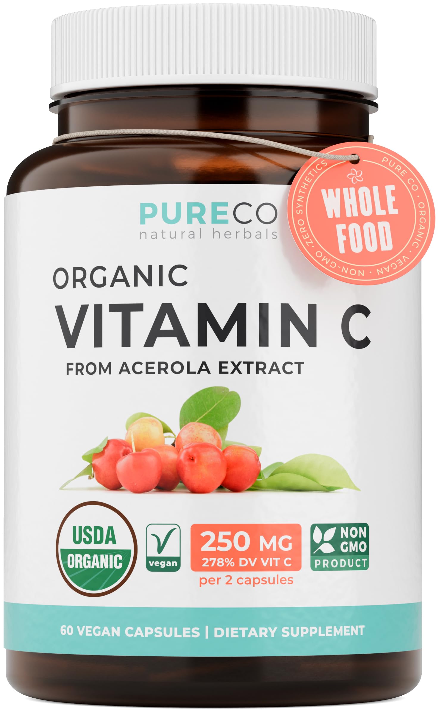 PURE CO Vitamina C orgánica en cápsulas para uso diario