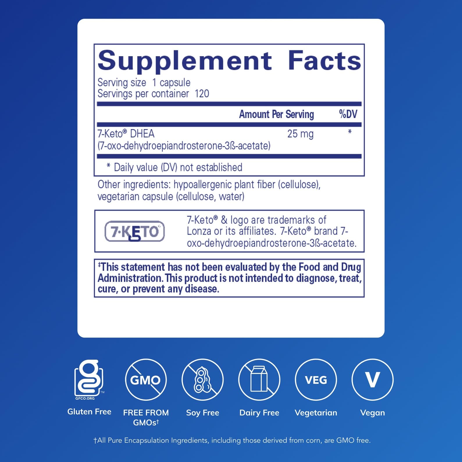 Pure Encapsulations 7-Keto DHEA, cápsulas, opción de suplementación diaria