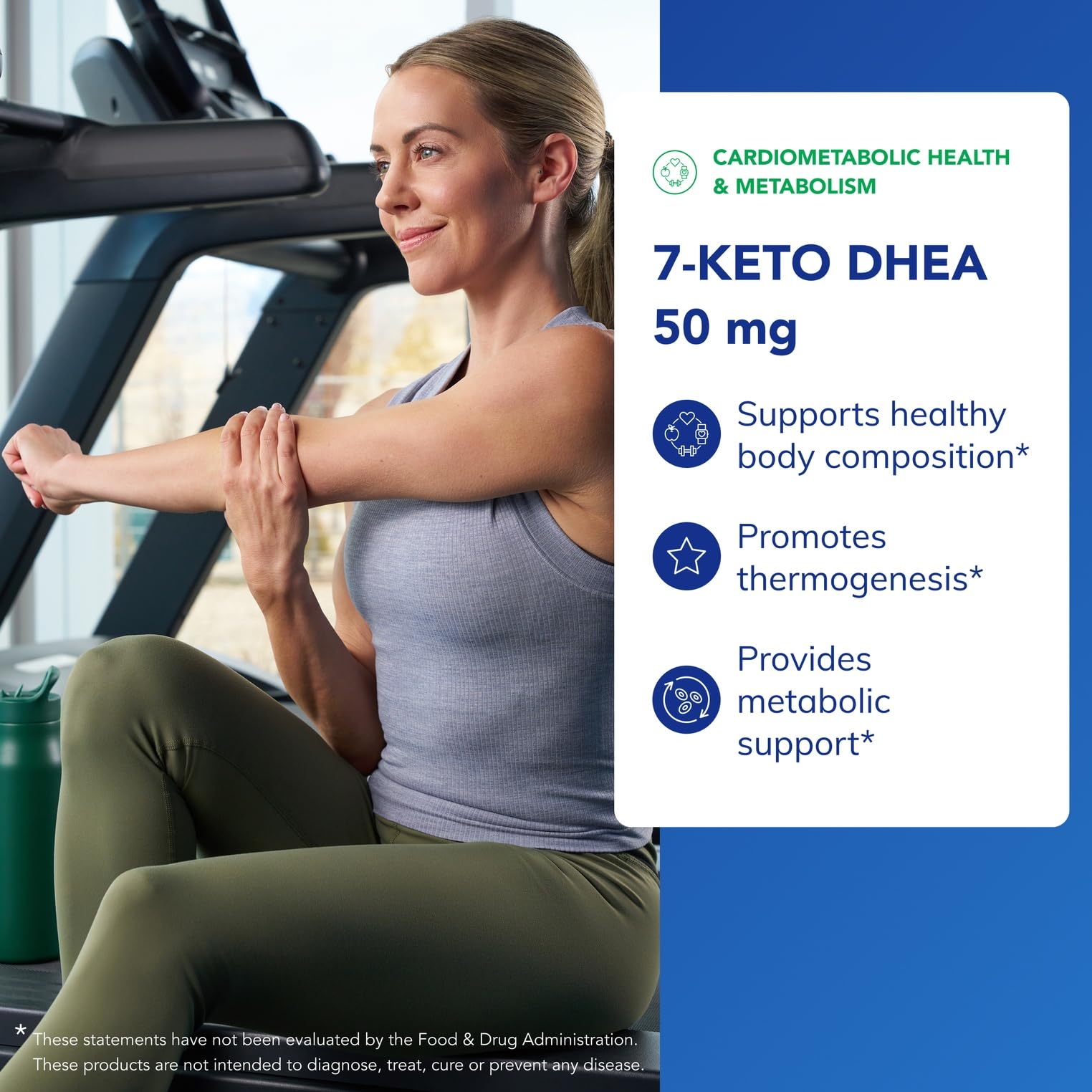 Etiqueta frontal de Pure Encapsulations 7-Keto DHEA para dosis rápidas.