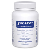 Pure Encapsulations Acetyl-L-Carnitine 500 mg, botella, apoyo a la memoria y claridad mental