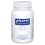 Pure Encapsulations Ácido Alfa Lipóico 200 mg, caja visible, apoyo antioxidante para energía diaria.
