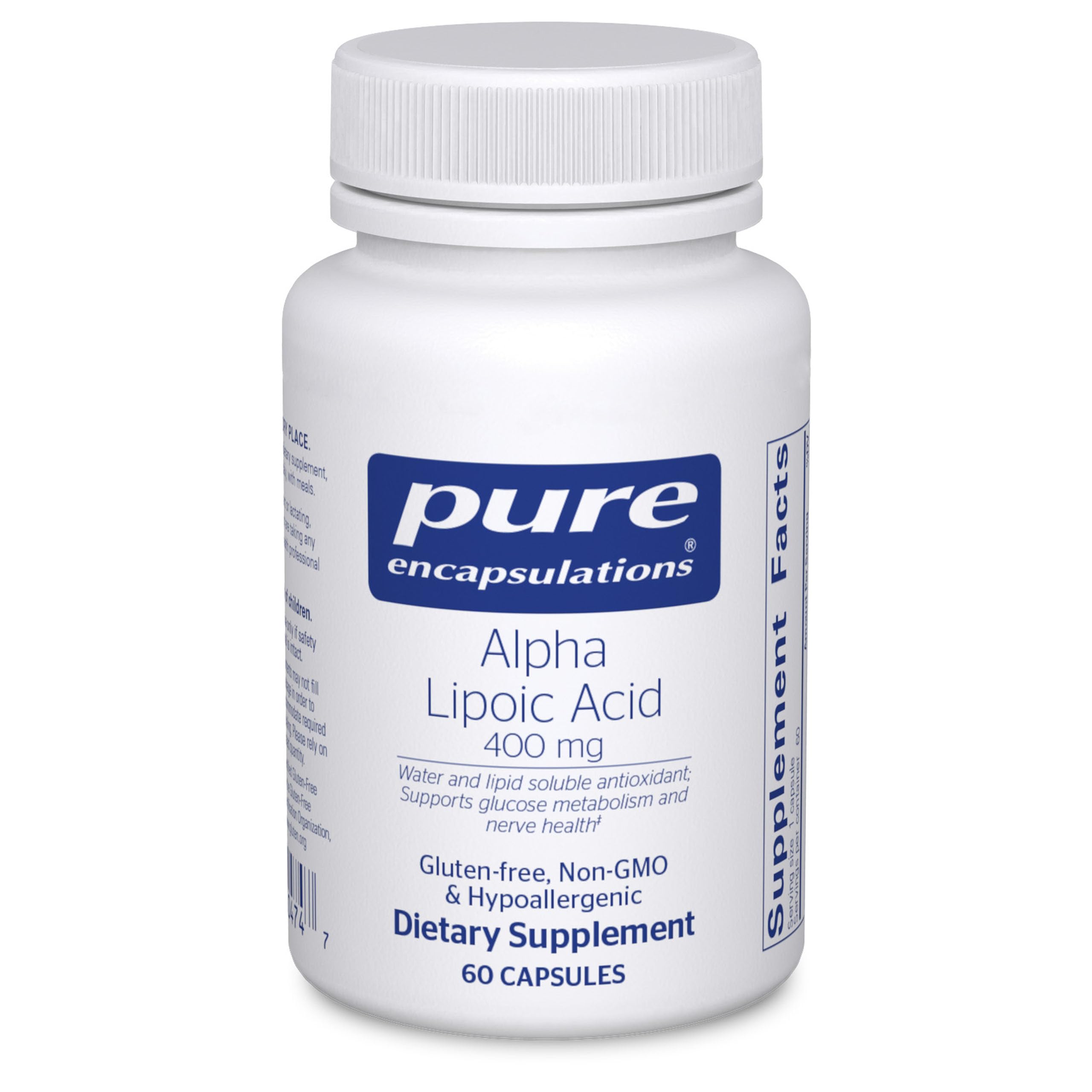 Pure Encapsulations Ácido alfa-lipoico 400 mg en botella, apoyo a la energía celular diaria