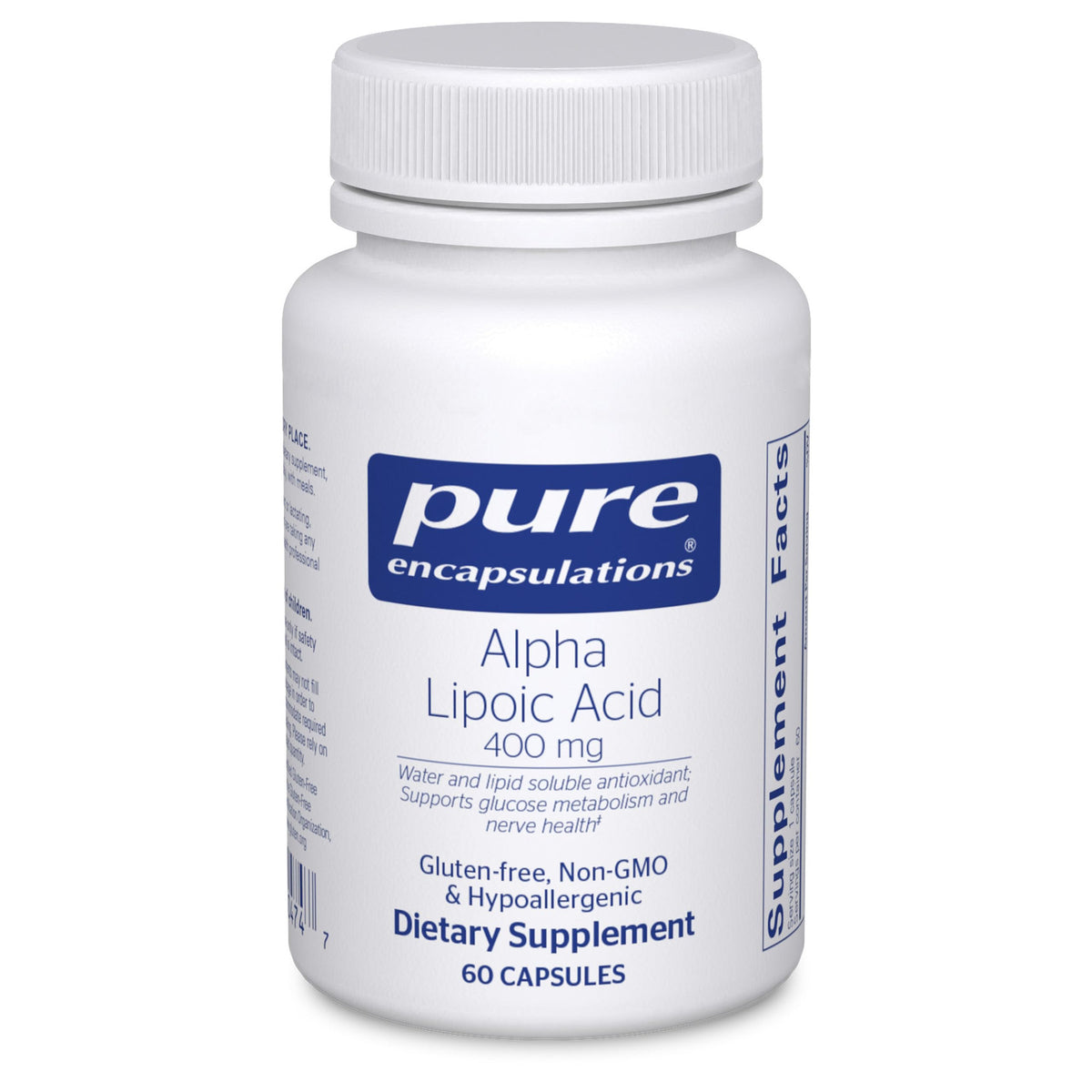 Pure Encapsulations Ácido alfa-lipoico 400 mg en botella, apoyo a la energía celular diaria