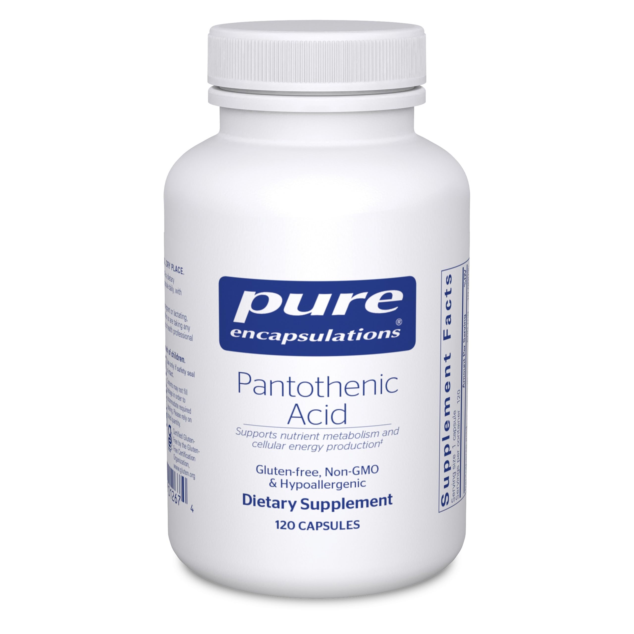 Pure Encapsulations ácido pantoténico en cápsulas, apoya energía celular