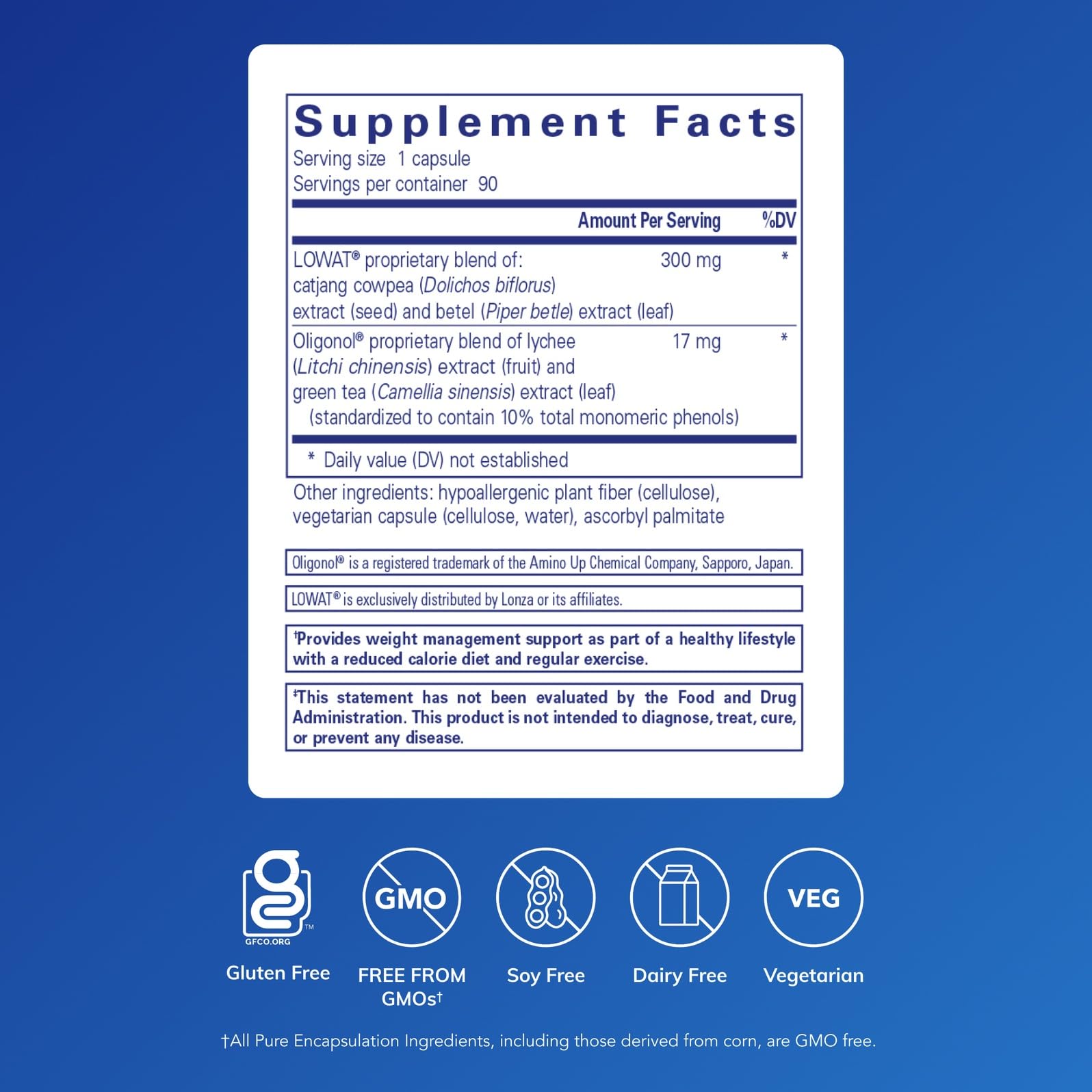 Pure Encapsulations AdipoLean II, bote lateral, facilita la toma diaria para apoyar el metabolismo