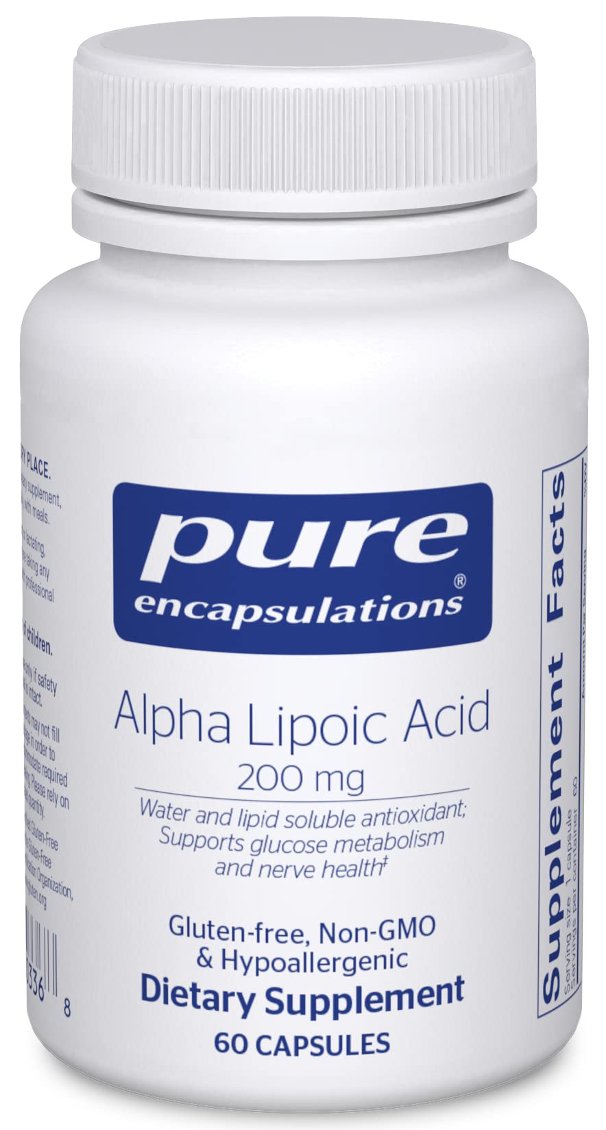 Pure Encapsulations Alfa Lipoico 200 mg cápsula para soporte antioxidante diario