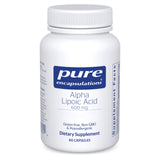 Pure Encapsulations Alfa Lipoico 600 mg en botella de cápsulas para apoyo antioxidante diario.
