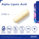 Cápsulas de Pure Encapsulations Alfa Lipoico 600 mg para uso diario cómodo.
