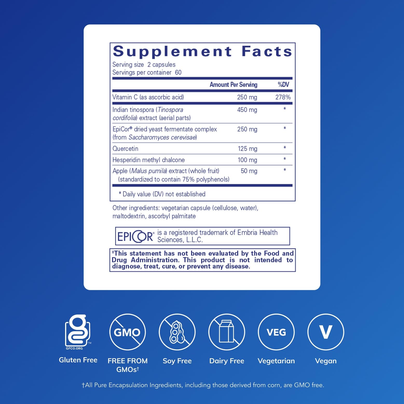 Pure Encapsulations Aller-Essentials: etiqueta frontal que resalta pureza y uso diario.
