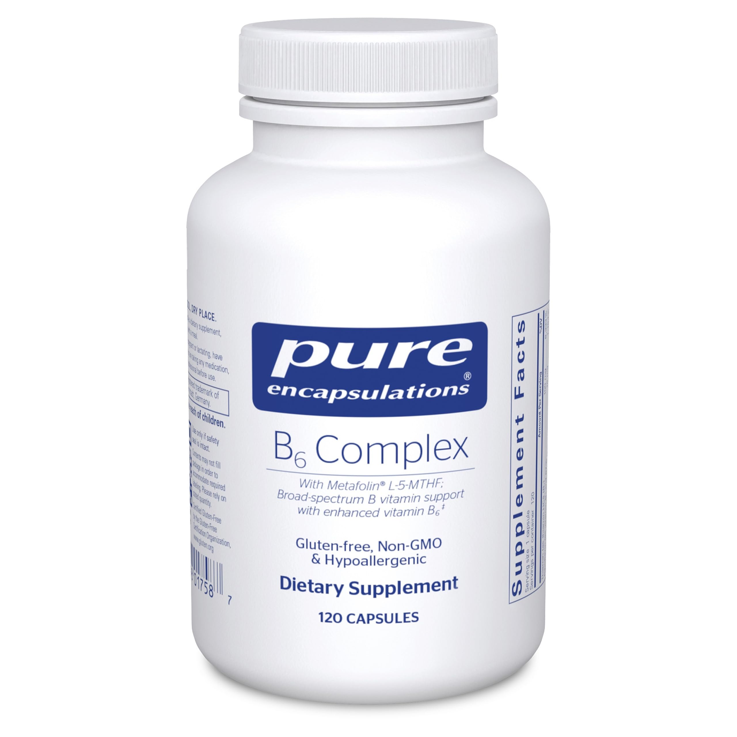 Pure Encapsulations B6 Complex botella, apoyo al sistema nervioso y salud cerebral.