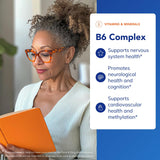 Cápsulas de Pure Encapsulations B6 Complex para consumo diario y apoyo nervioso.