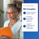 Etiqueta de Pure Encapsulations B6 Complex mostrando fórmula libre de alérgenos y gluten.