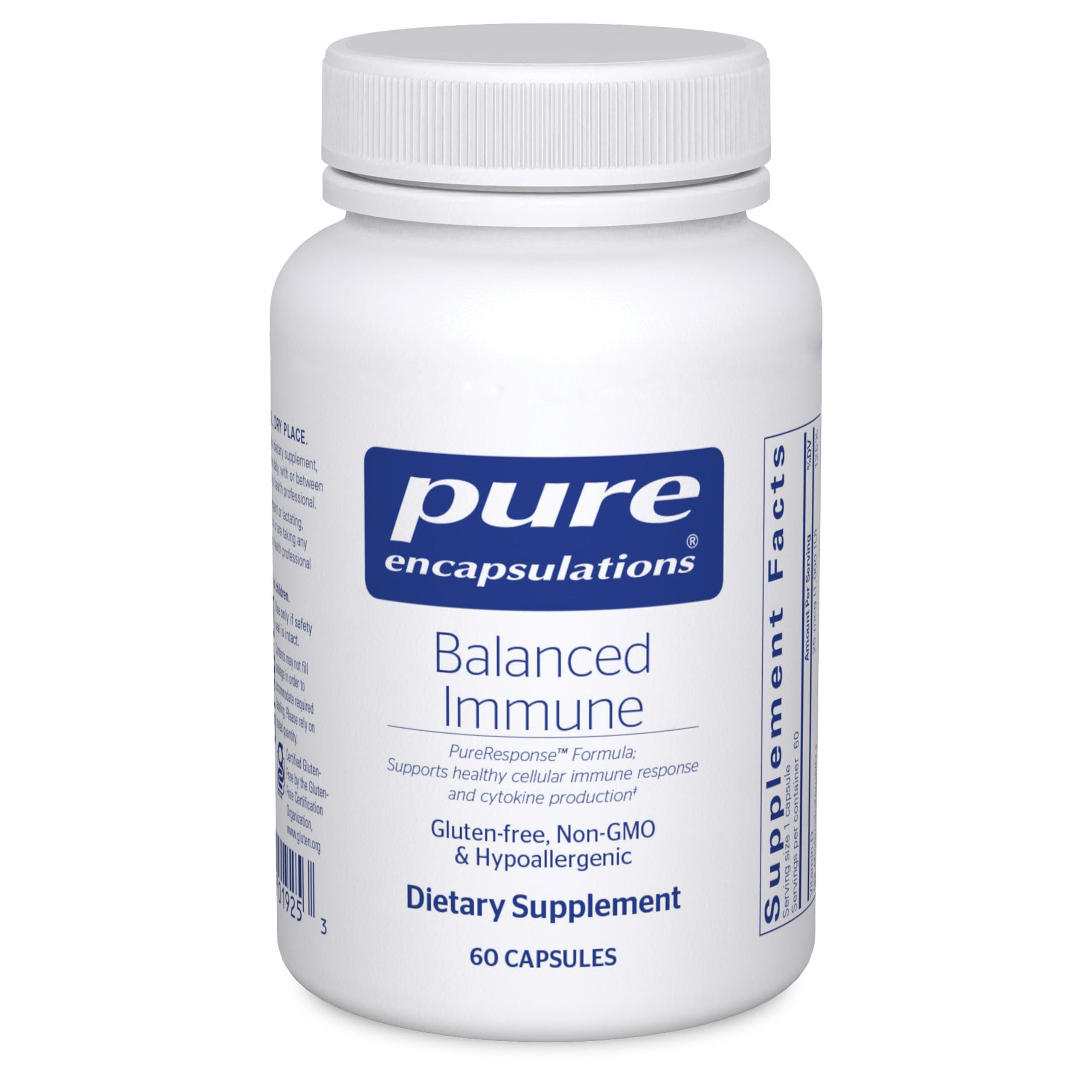 Pure Encapsulations Balanced Immune: botella con cápsulas para apoyo diario