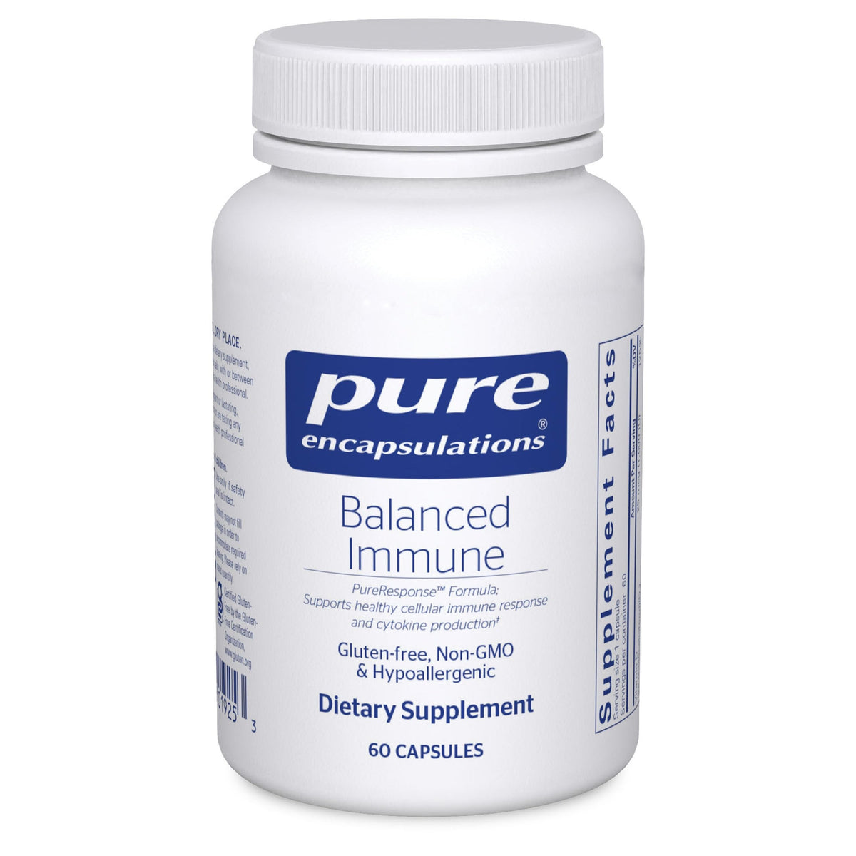Pure Encapsulations Balanced Immune: botella con cápsulas para apoyo diario