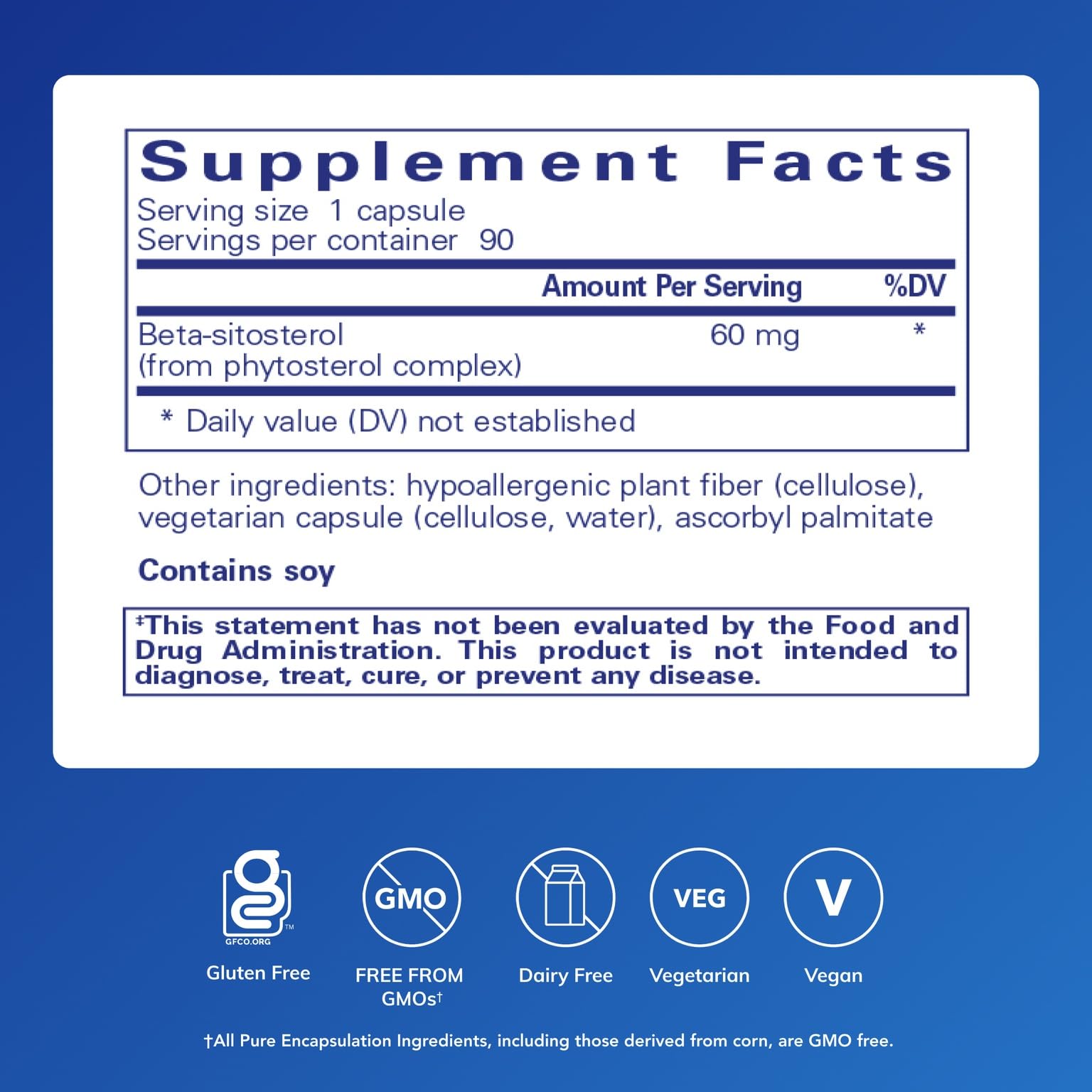 Pure Encapsulations Beta-Sitosterol: cápsulas en blíster, opción vegana para la salud