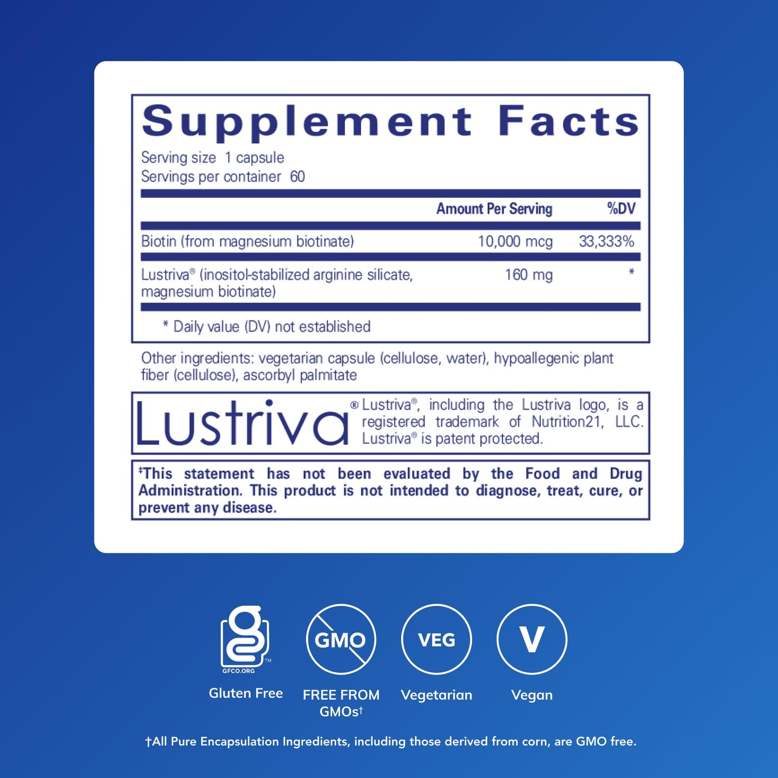 Pure Encapsulations Biotin Complex ayuda a una piel radiante.