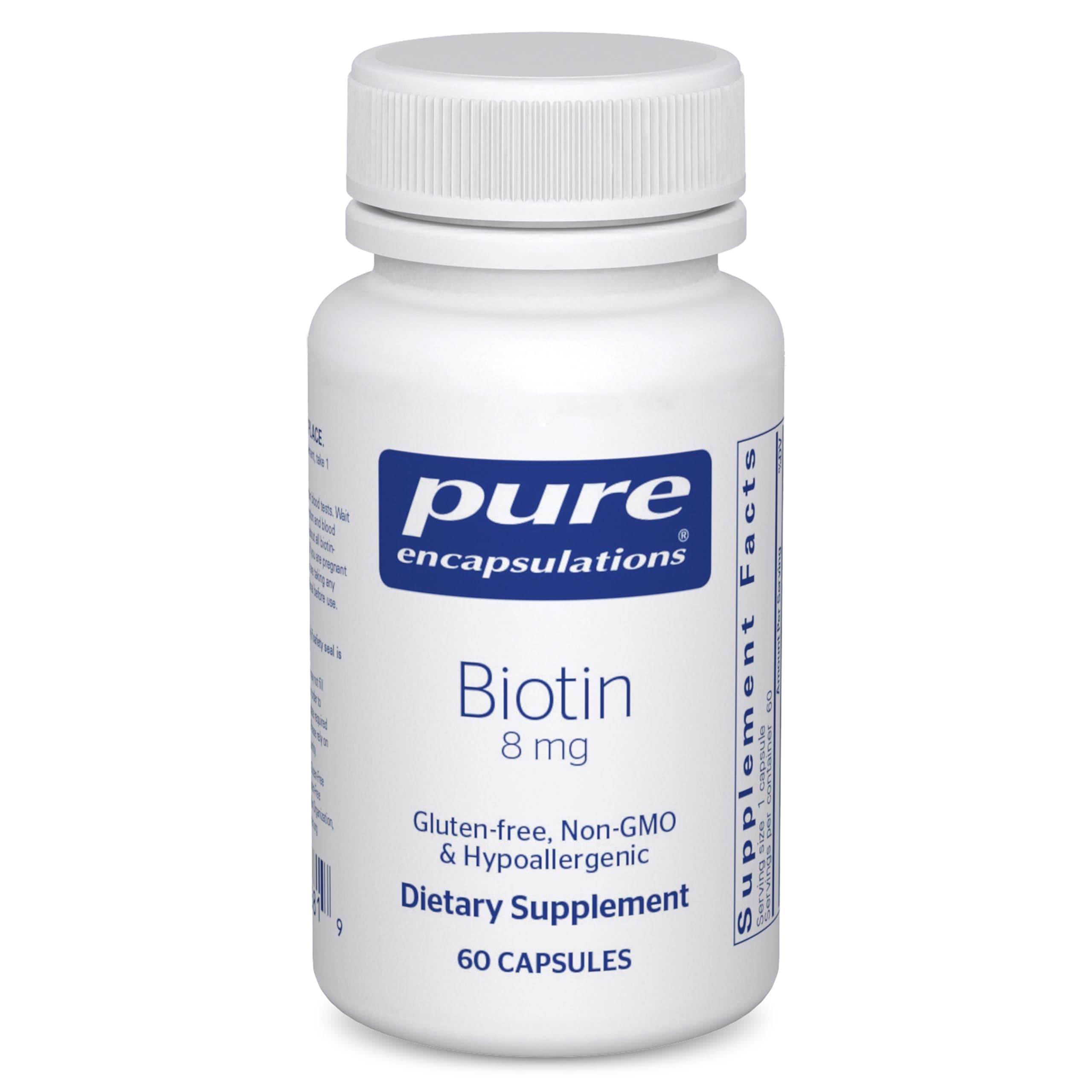 Pure Encapsulations Biotina 8 mg – bote, favorece el crecimiento saludable del cabello