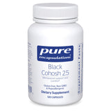 Pure Encapsulations Black Cohosh 2.5, botella frontal, apoyo suave durante la menopausia.