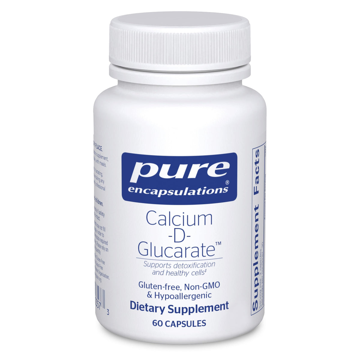 Pure Encapsulations Calcium-D-Glucarate, botella, potencial apoyo a la salud celular