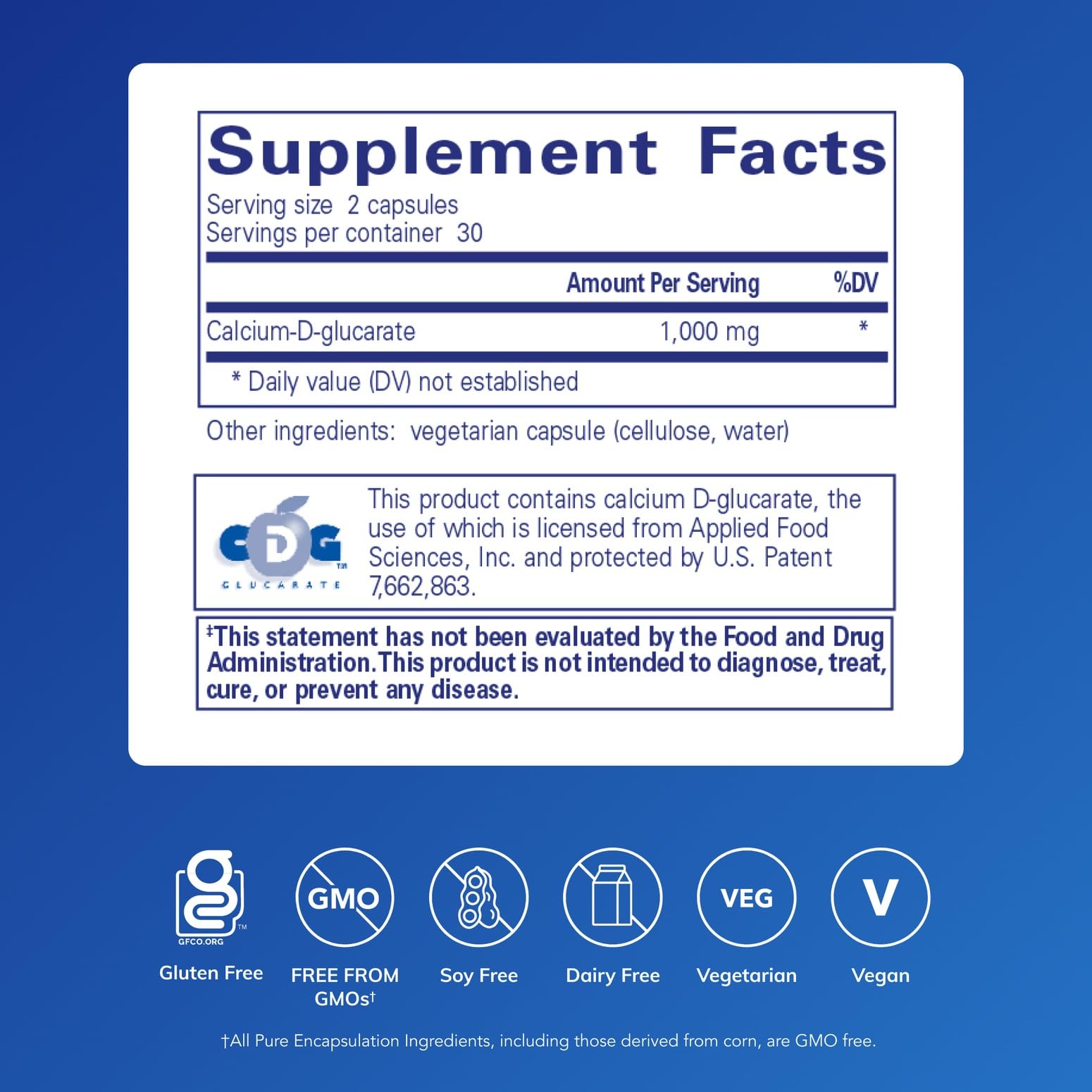 Pure Encapsulations Calcium-D-Glucarate, cápsulas, posible soporte al metabolismo de lípidos