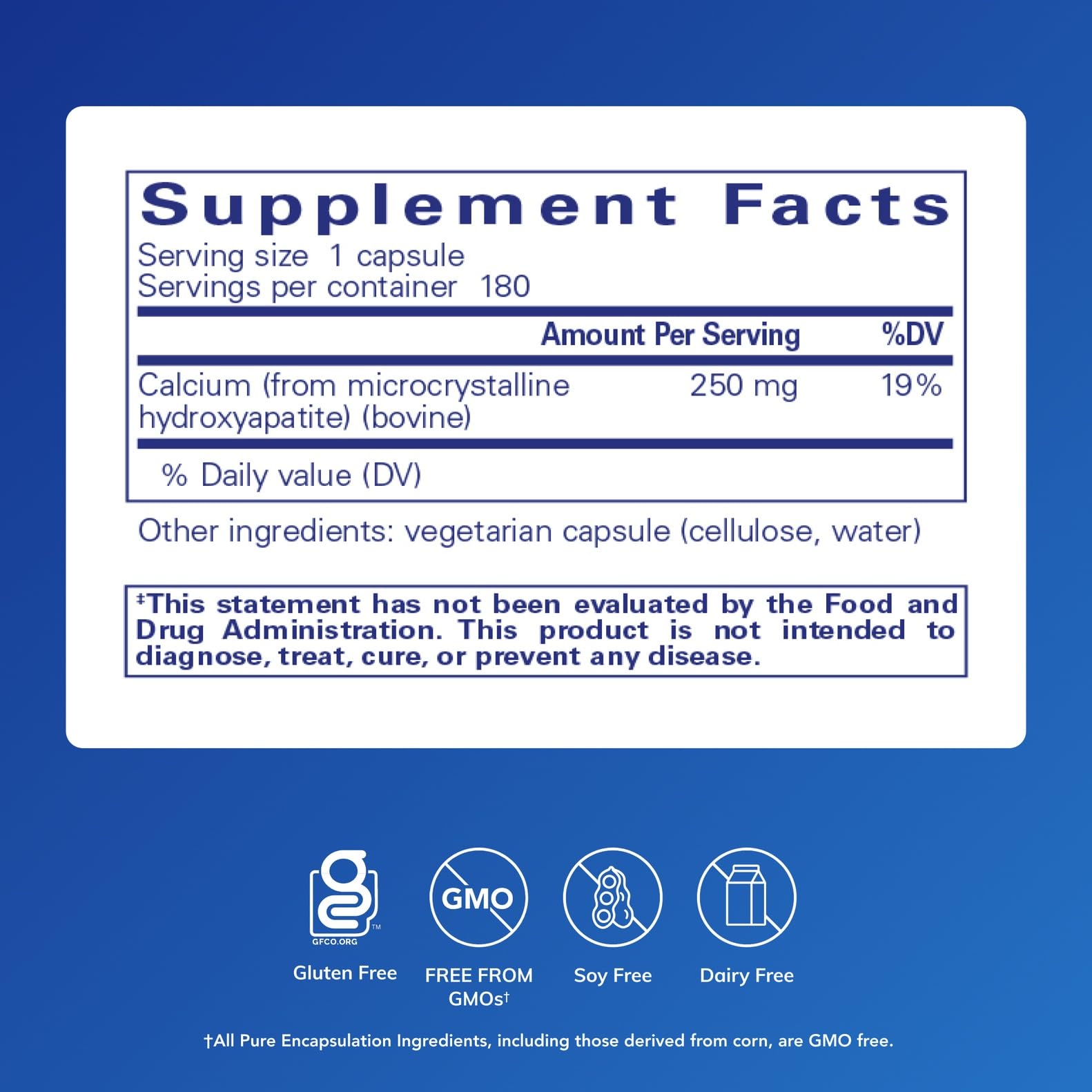 Pure Encapsulations Calcium MCHA, cápsulas hipoalergénicas para ingesta limpia