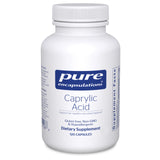 Pure Encapsulations Caprylic Acid frasco, apoyo digestivo suave.