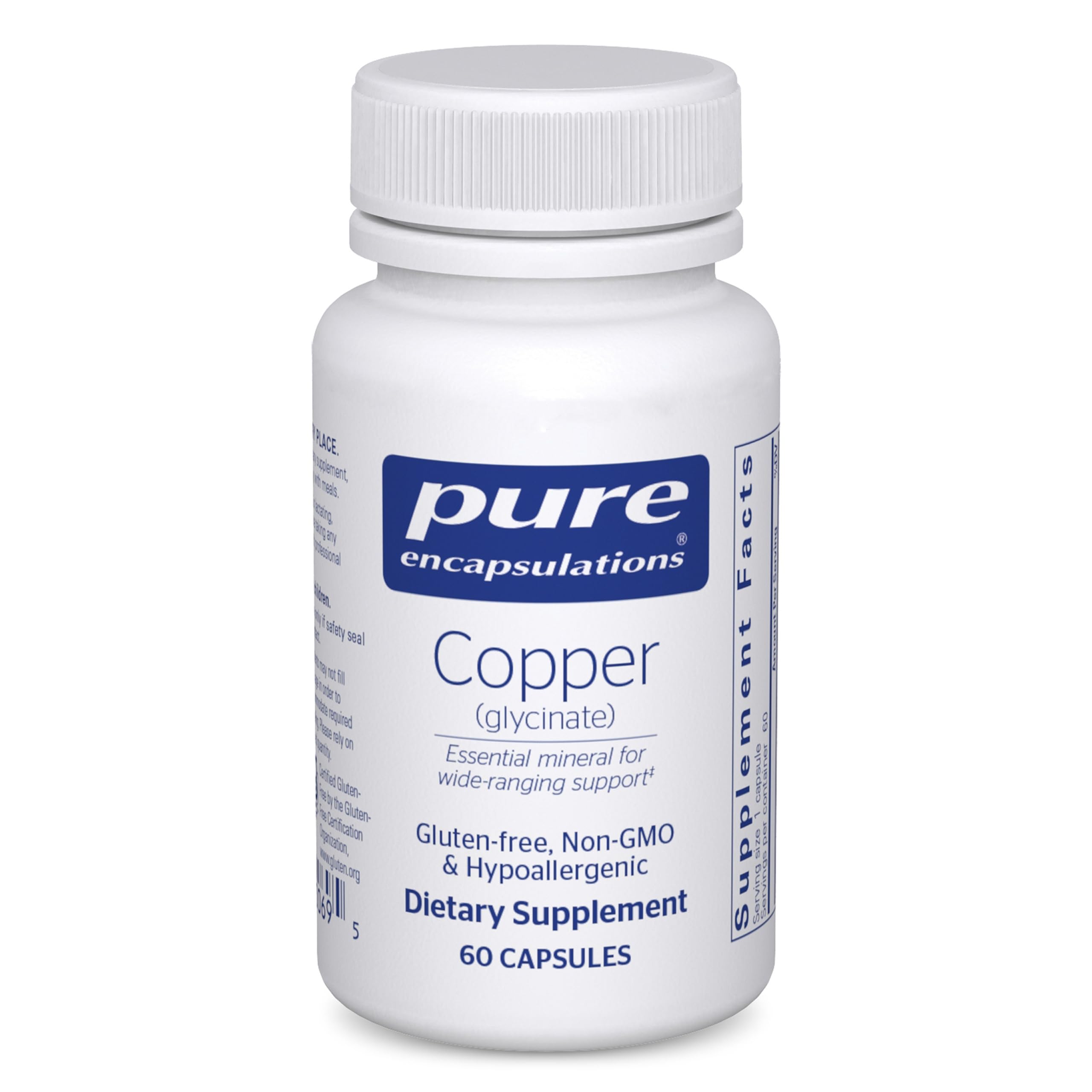 Pure Encapsulations Copper Glycinate: bote de 60 cápsulas para uso diario