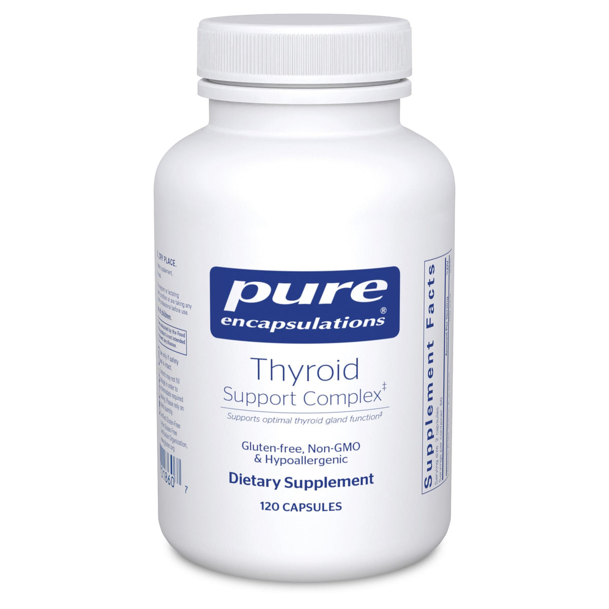 Pure Encapsulations complejo tiroideo, botella con cápsulas para apoyo diario de la salud tiroidea
