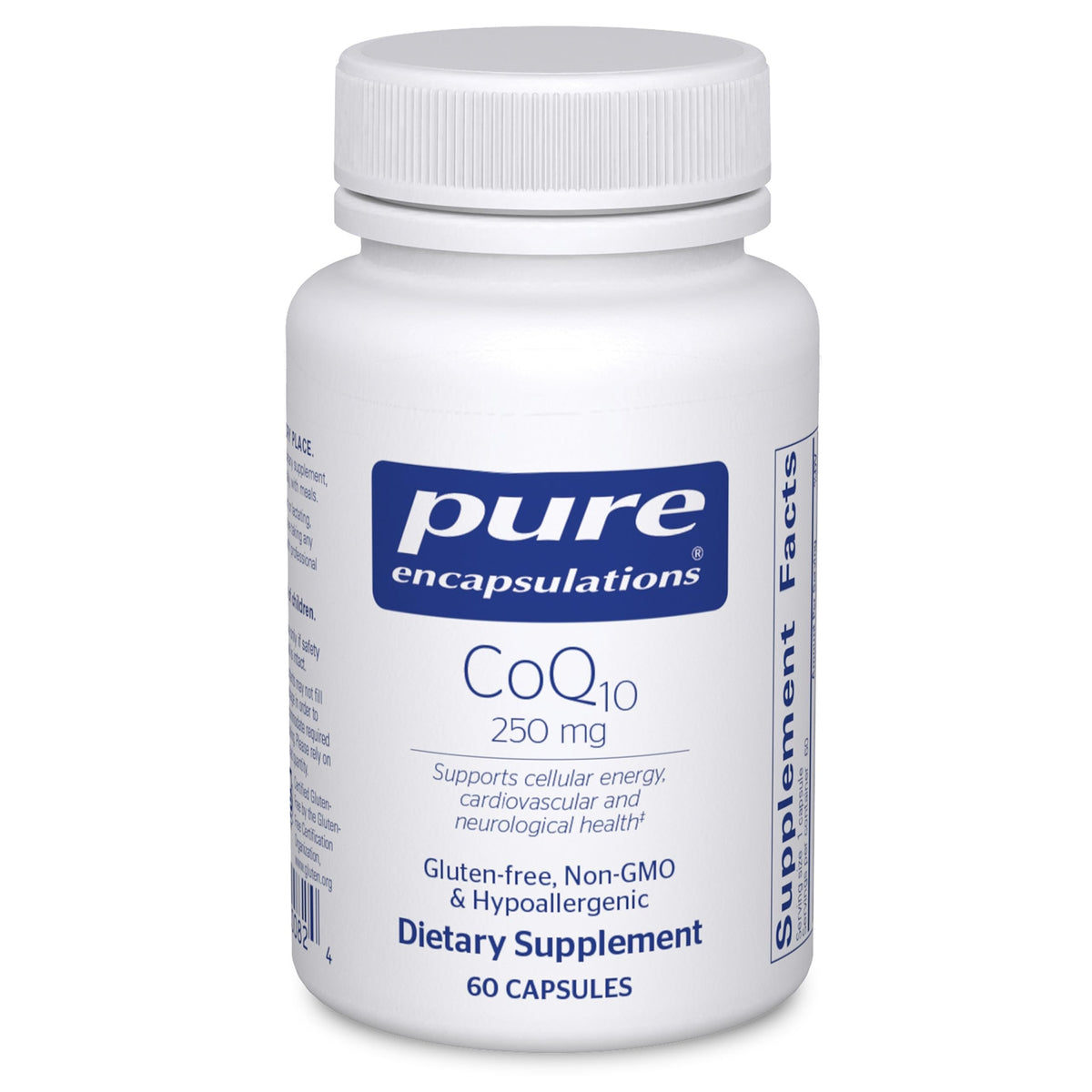 Pure Encapsulations CoQ10 250 mg: cápsulas para apoyo cerebral y energía diaria.