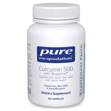 Pure Encapsulations Curcumin 500 en botella, apoyo antioxidante para articulaciones y tejidos.