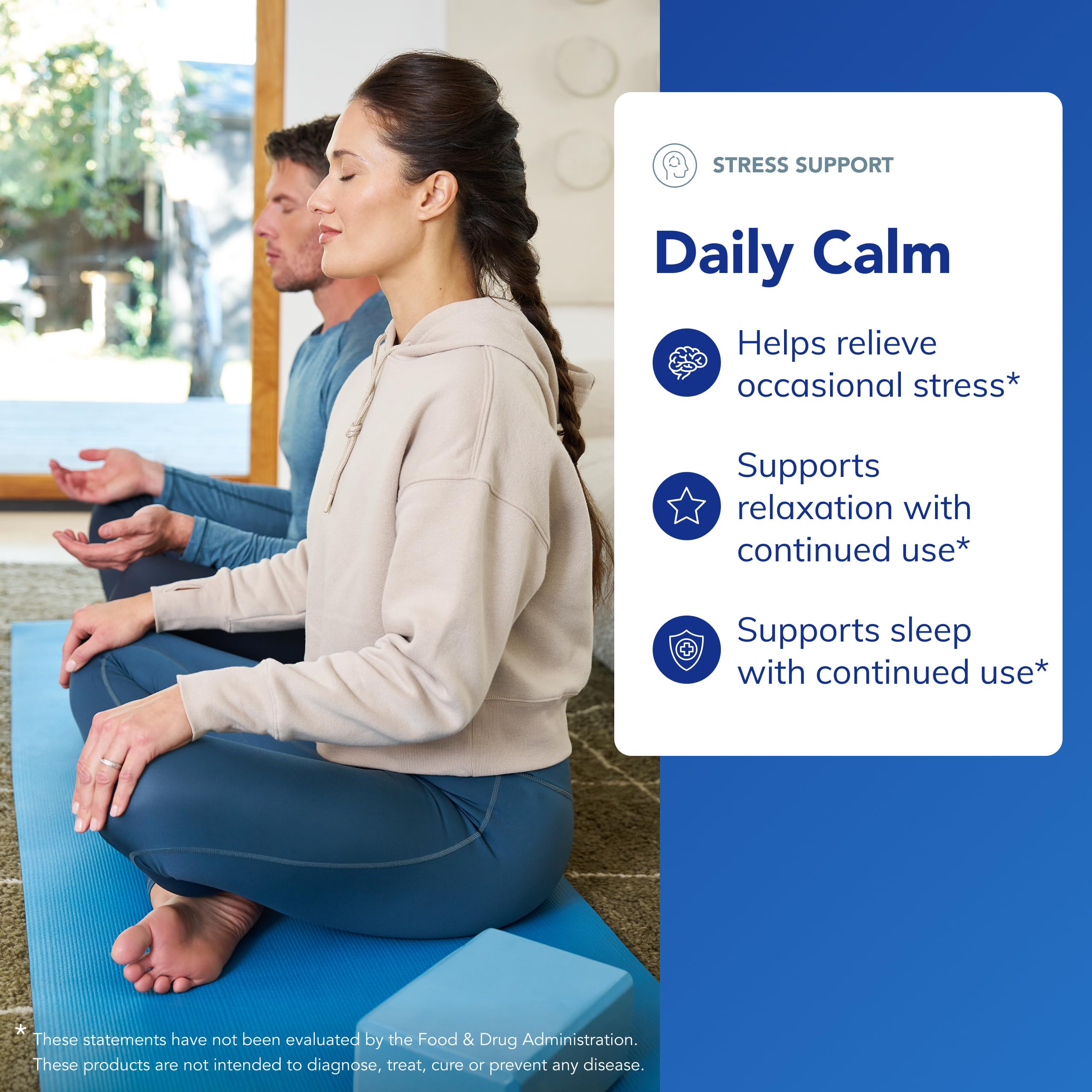 Daily Calm: envase mostrado para uso diario de bienestar y relajación.