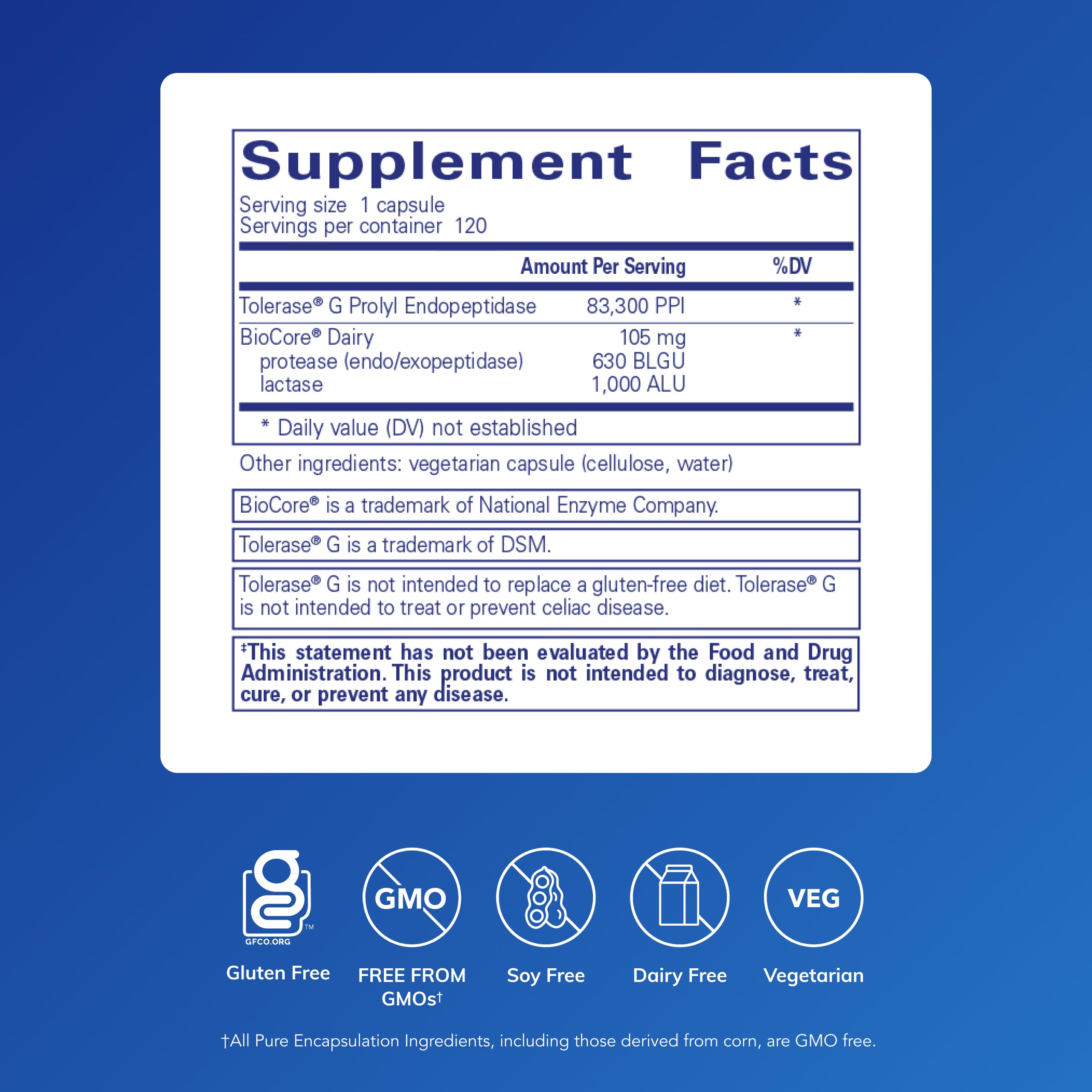 Pure Encapsulations cápsulas para digestión de lácteos y bienestar digestivo