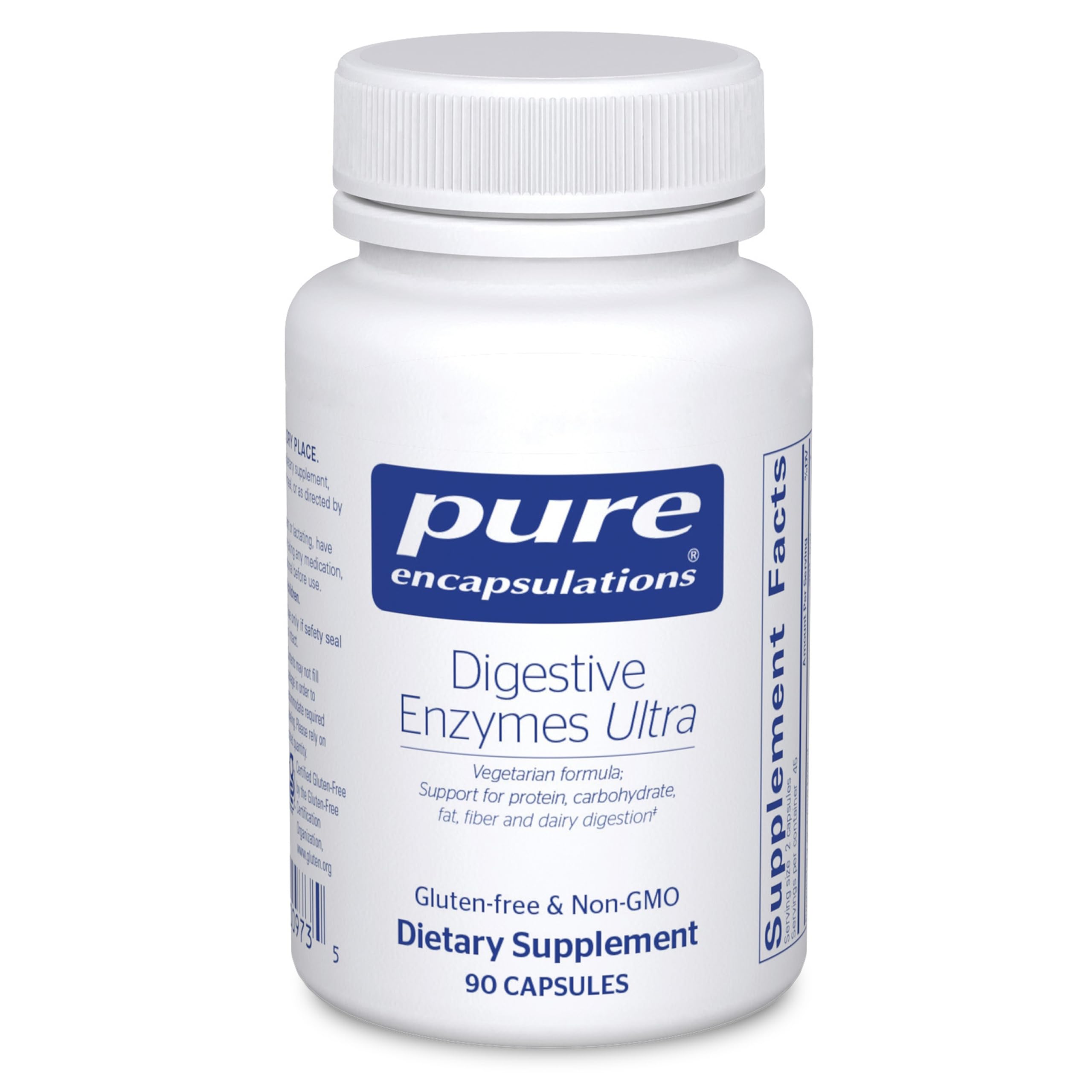 Pure Encapsulations Enzimas Digestivas Ultra, botella visible, apoya la digestión de proteínas y carbohidratos